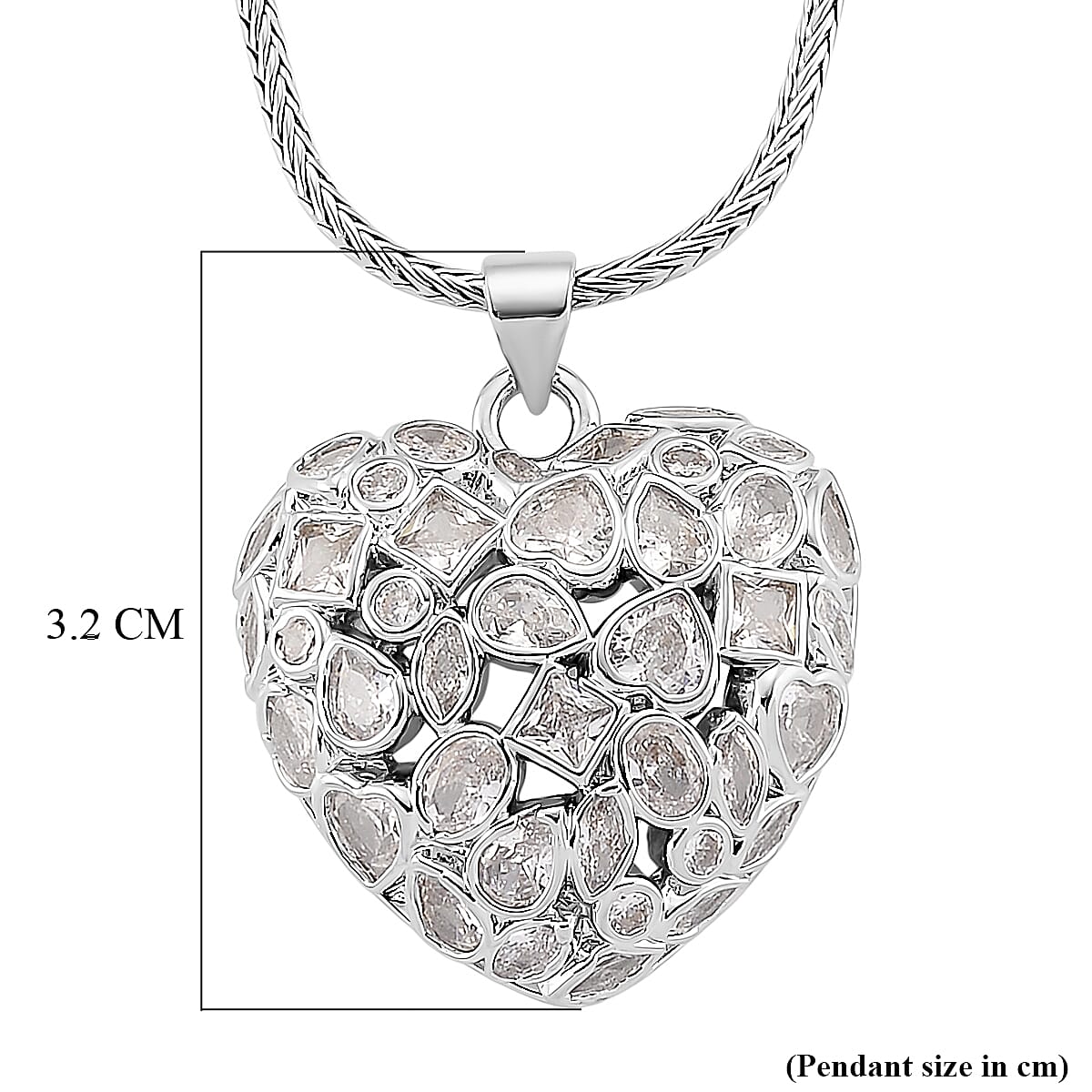 White Cubic Zirconia Necklace (Size - 20-1.5 Ext) in Silver Tone 2.00 Ct.