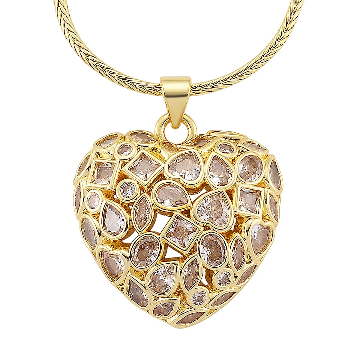 White Cubic Zirconia Necklace (Size - 20-1.5 Ext) in Yellow Gold Tone 2.00 Ct.