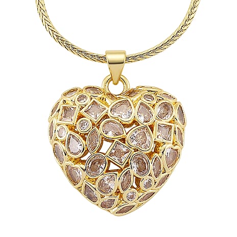 White Cubic Zirconia Necklace (Size - 20-1.5 Ext) in Yellow Gold Tone 2.00 Ct.