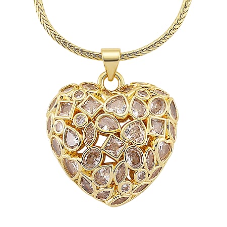 White Cubic Zirconia Necklace (Size - 20-1.5 Ext) in Yellow Gold Tone White Cubic Zirconia Necklace (Size - 20-1.5 Ext) in Yellow Gold Tone