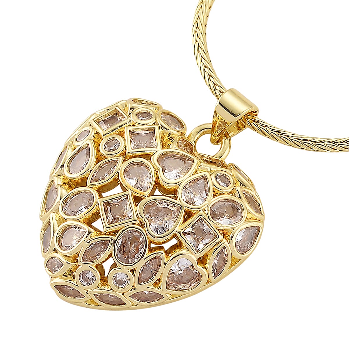 White Cubic Zirconia Necklace (Size - 20-1.5 Ext) in Yellow Gold Tone 2.00 Ct.