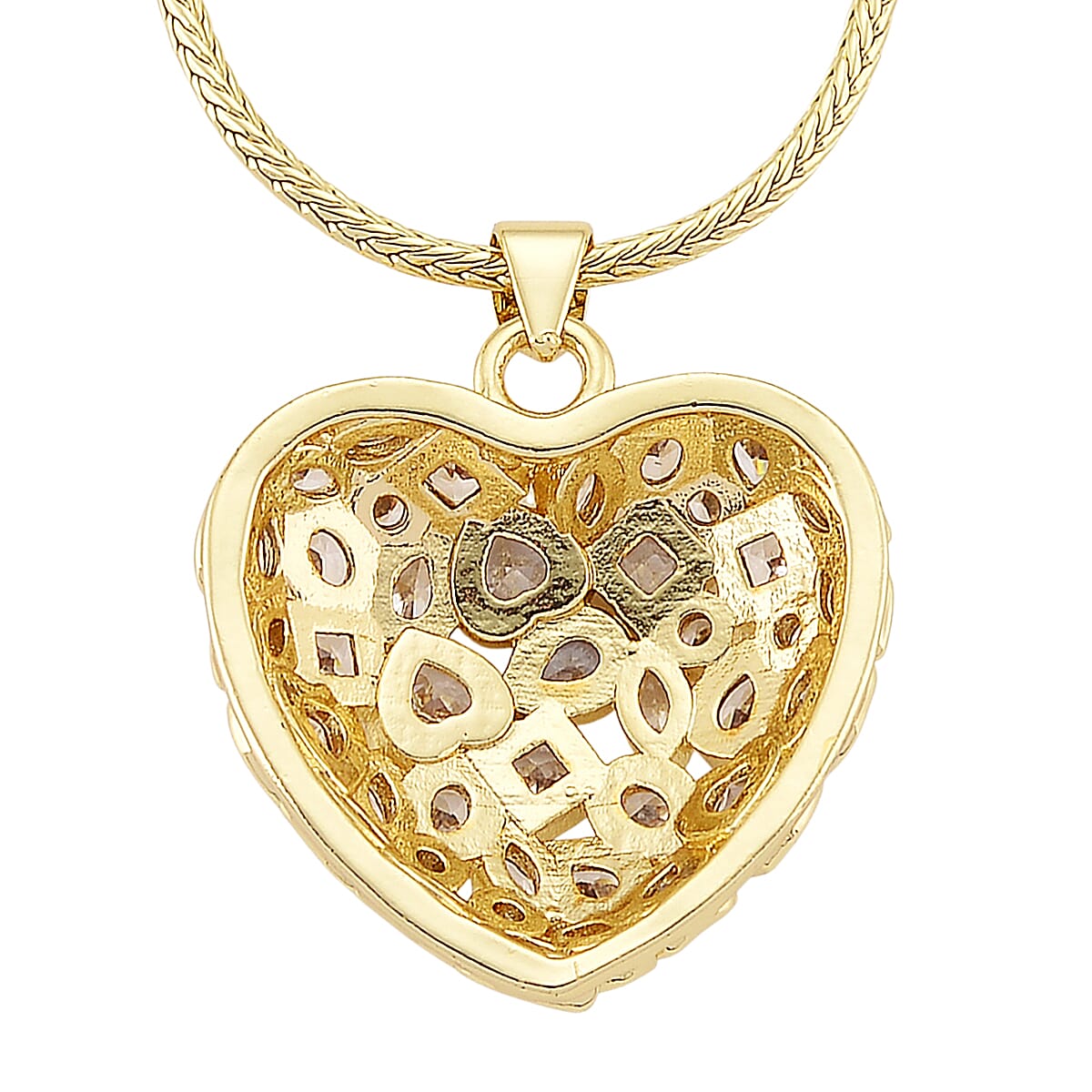 White Cubic Zirconia Necklace (Size - 20-1.5 Ext) in Yellow Gold Tone 2.00 Ct.