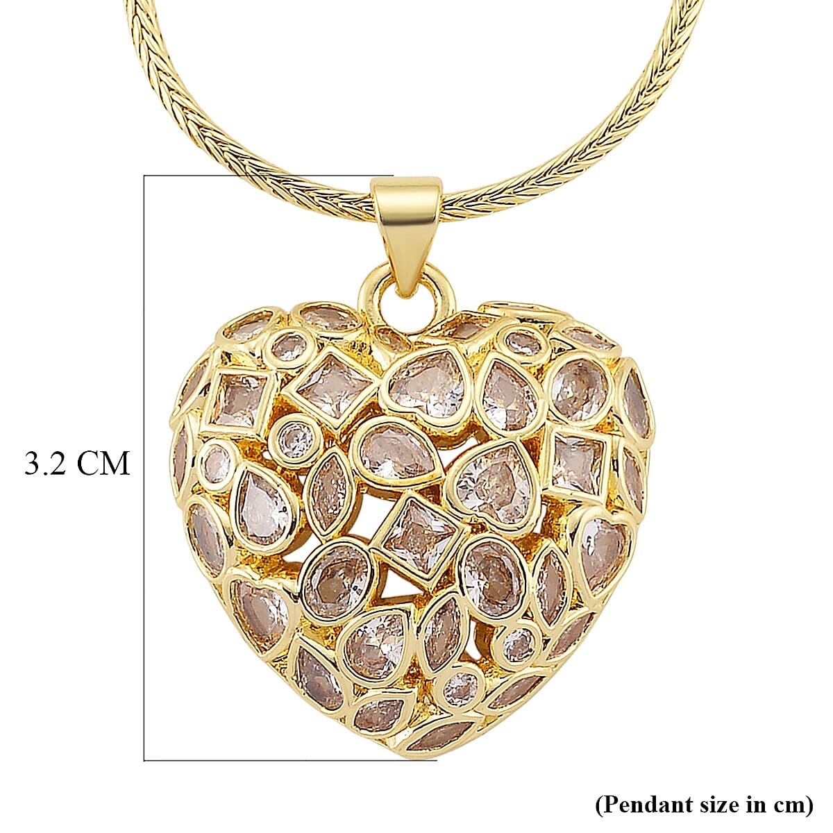 White Cubic Zirconia Necklace (Size - 20-1.5 Ext) in Yellow Gold Tone 2.00 Ct.