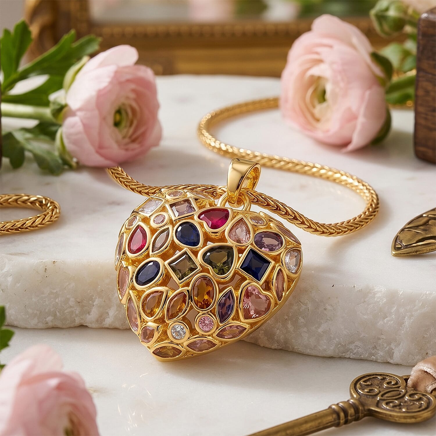 Multi-Colour Cubic Zirconia Necklace (Size - 20-1.5 Ext) 2.00 Ct.