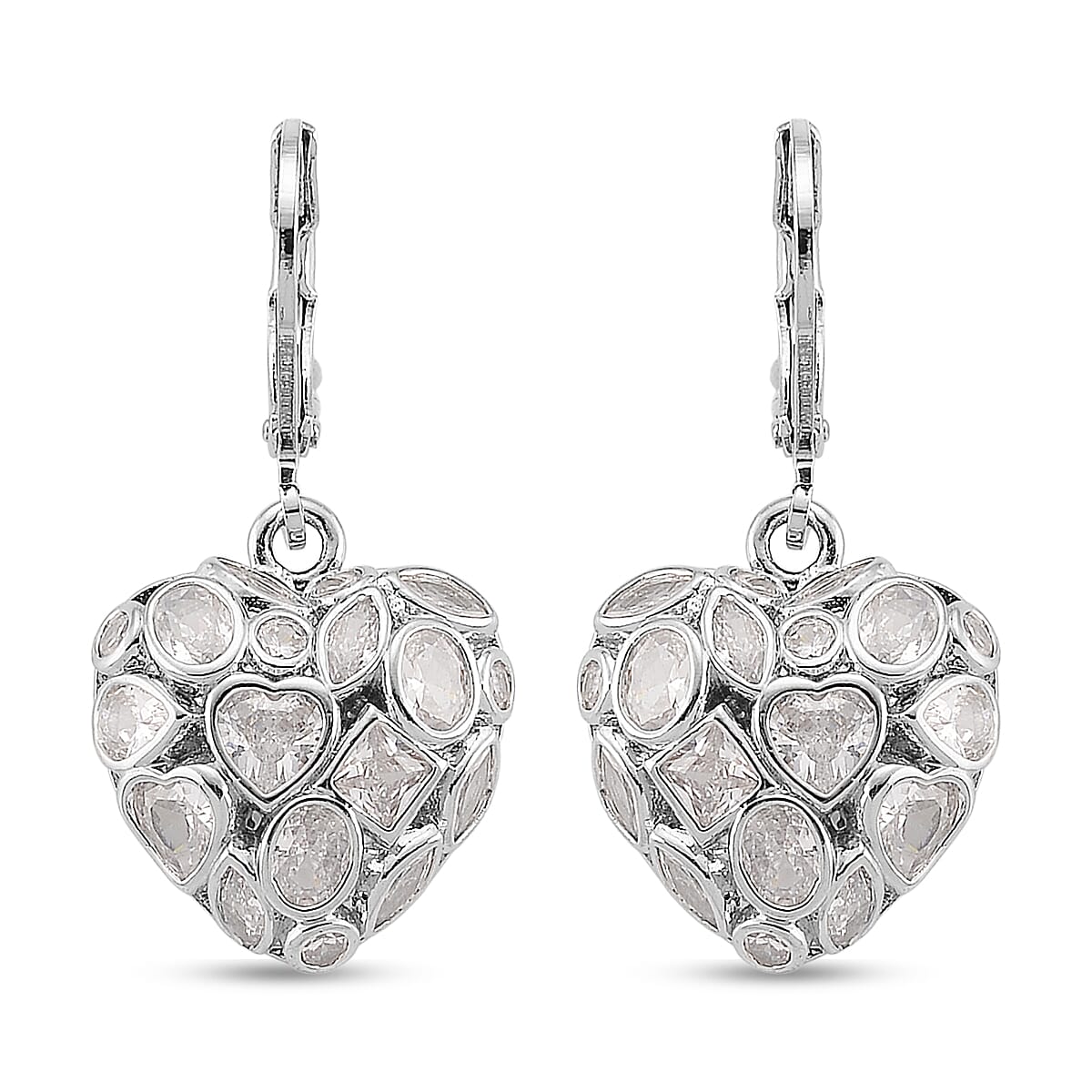 White Cubic Zirconia Dangling Earring with Lever Back