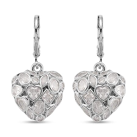 White Cubic Zirconia Dangling Earring with Lever Back White Cubic Zirconia Dangling Earring with Lever Back