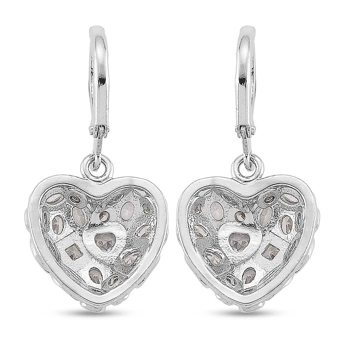 White Cubic Zirconia Dangling Earring with Lever Back