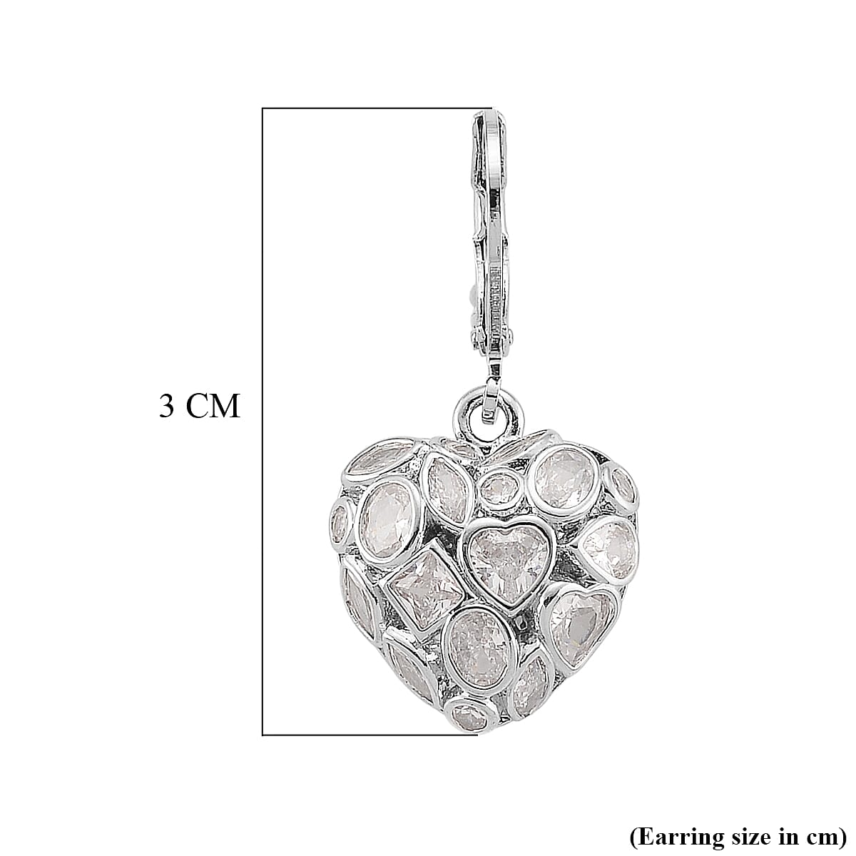 White Cubic Zirconia Dangling Earring with Lever Back