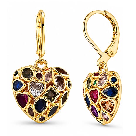 Multi-Colour Cubic Zirconia Dangling Earring with Lever Back 1.60  Ct.