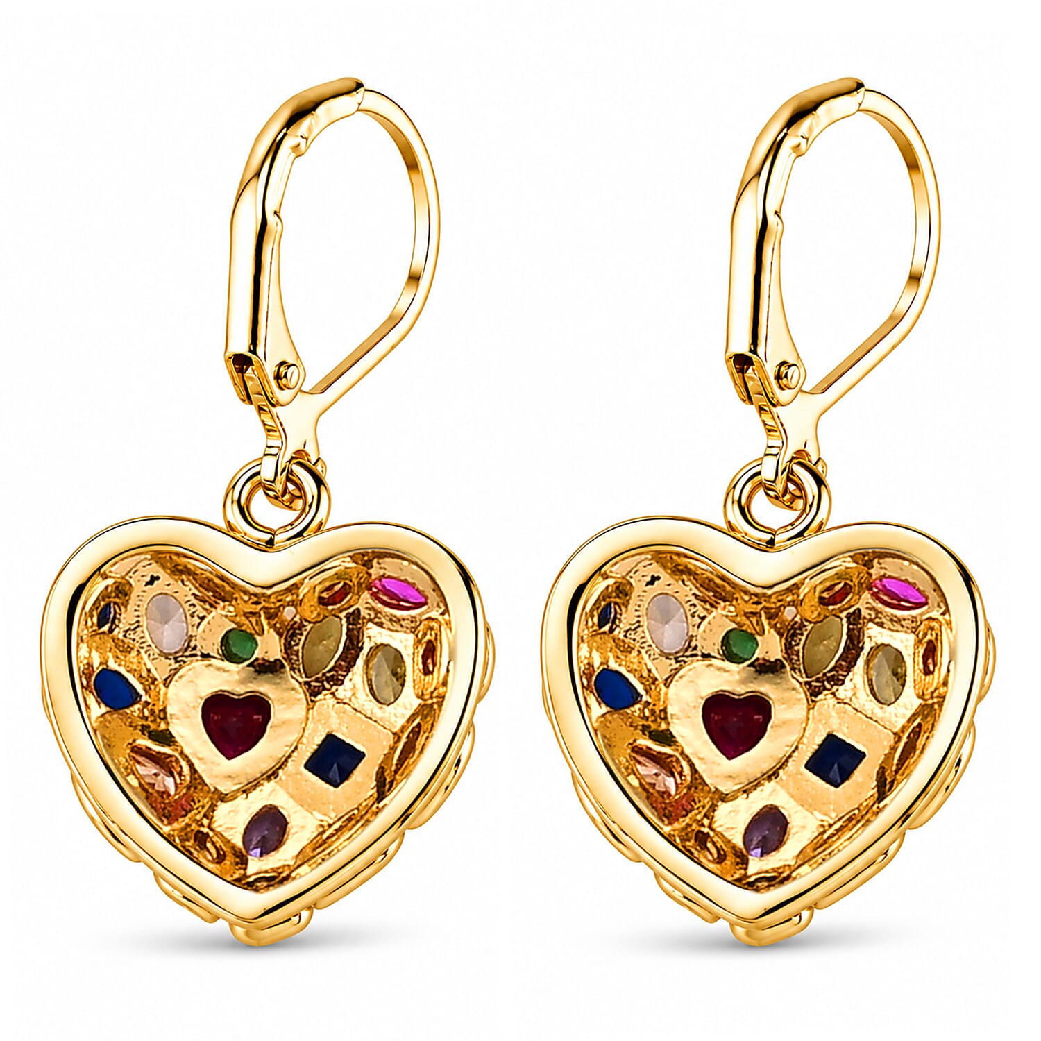 Multi-Colour Cubic Zirconia Dangling Earring with Lever Back 1.60  Ct.