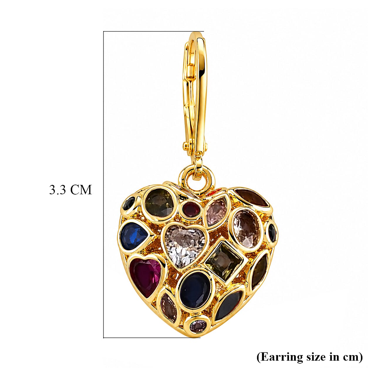 Multi-Colour Cubic Zirconia Dangling Earring with Lever Back 1.60  Ct.