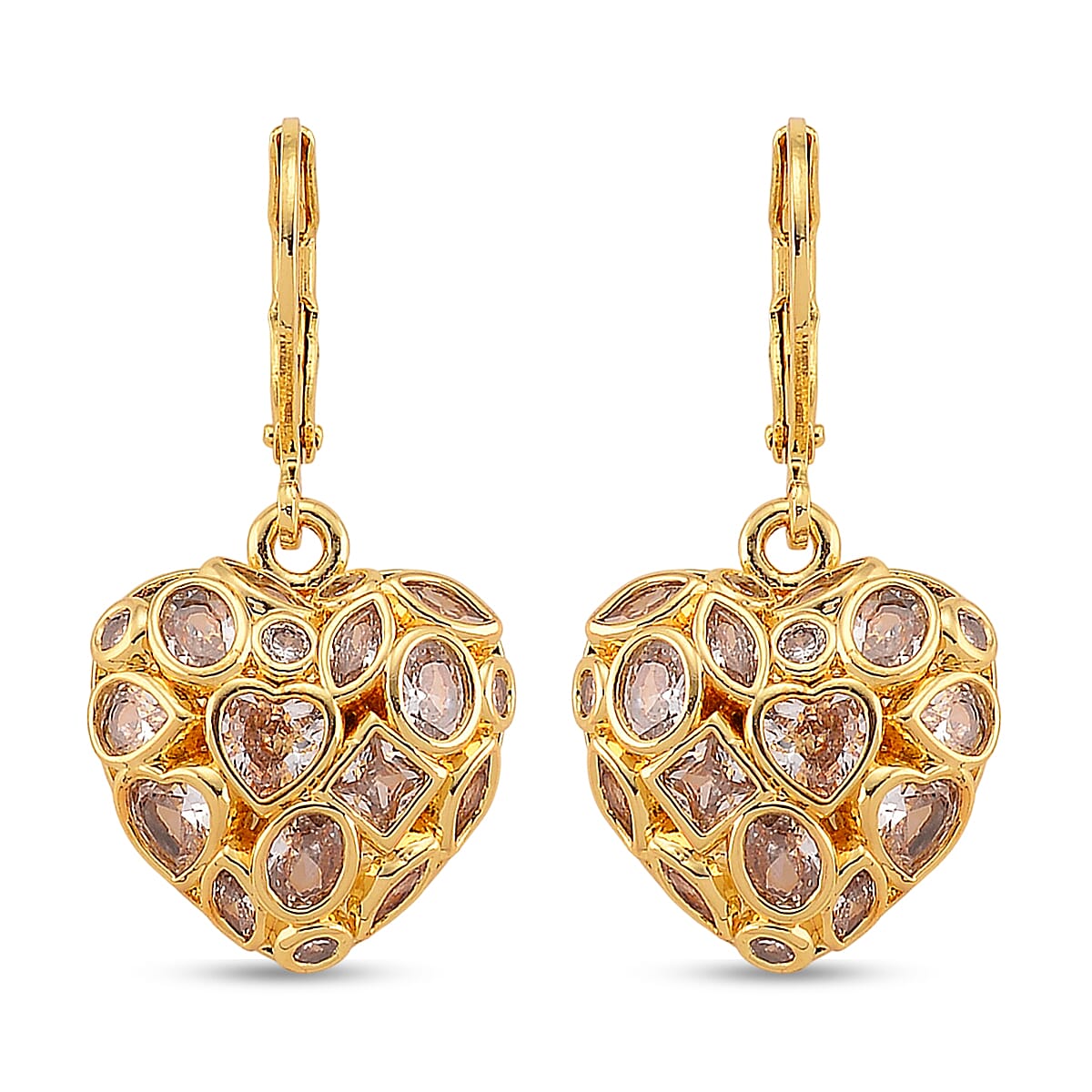 White Cubic Zirconia Dangling Earring with Lever Back