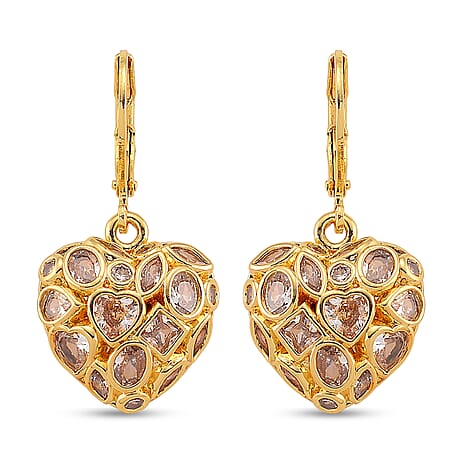 White Cubic Zirconia Dangling Earring with Lever Back