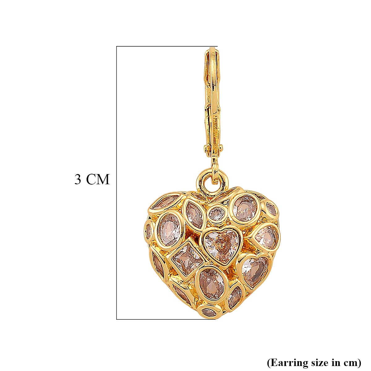 White Cubic Zirconia Dangling Earring with Lever Back