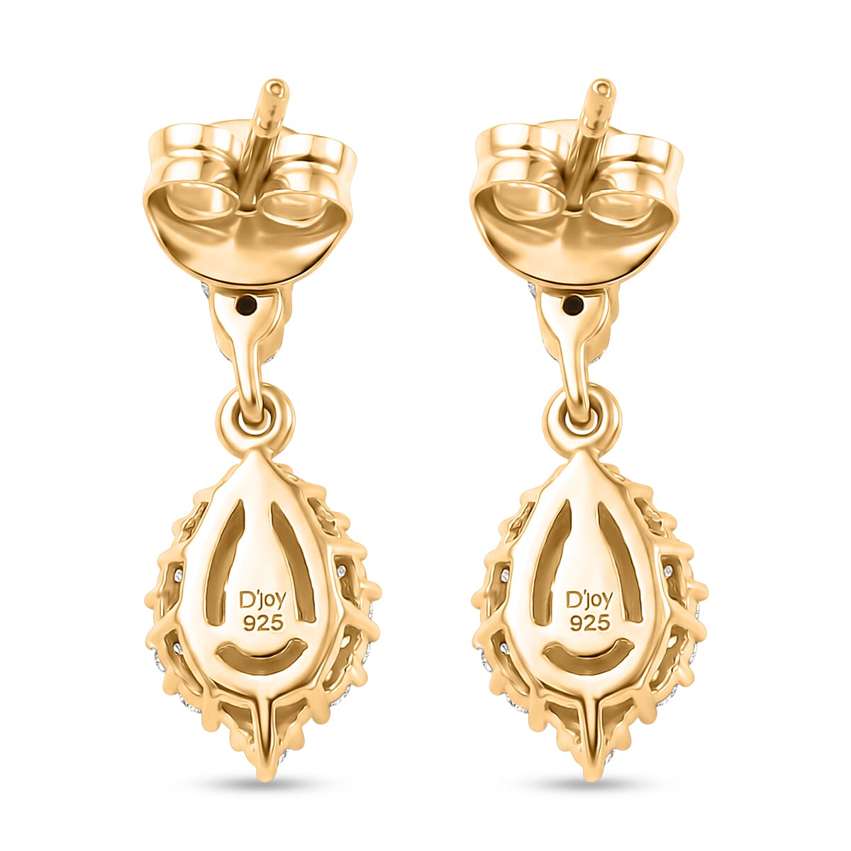 D'Joy - Natural Chrome Diopside & White Zircon Dangling Earring with Push Post in Yellow Gold Plated Sterling Silver 1.50 Ct.