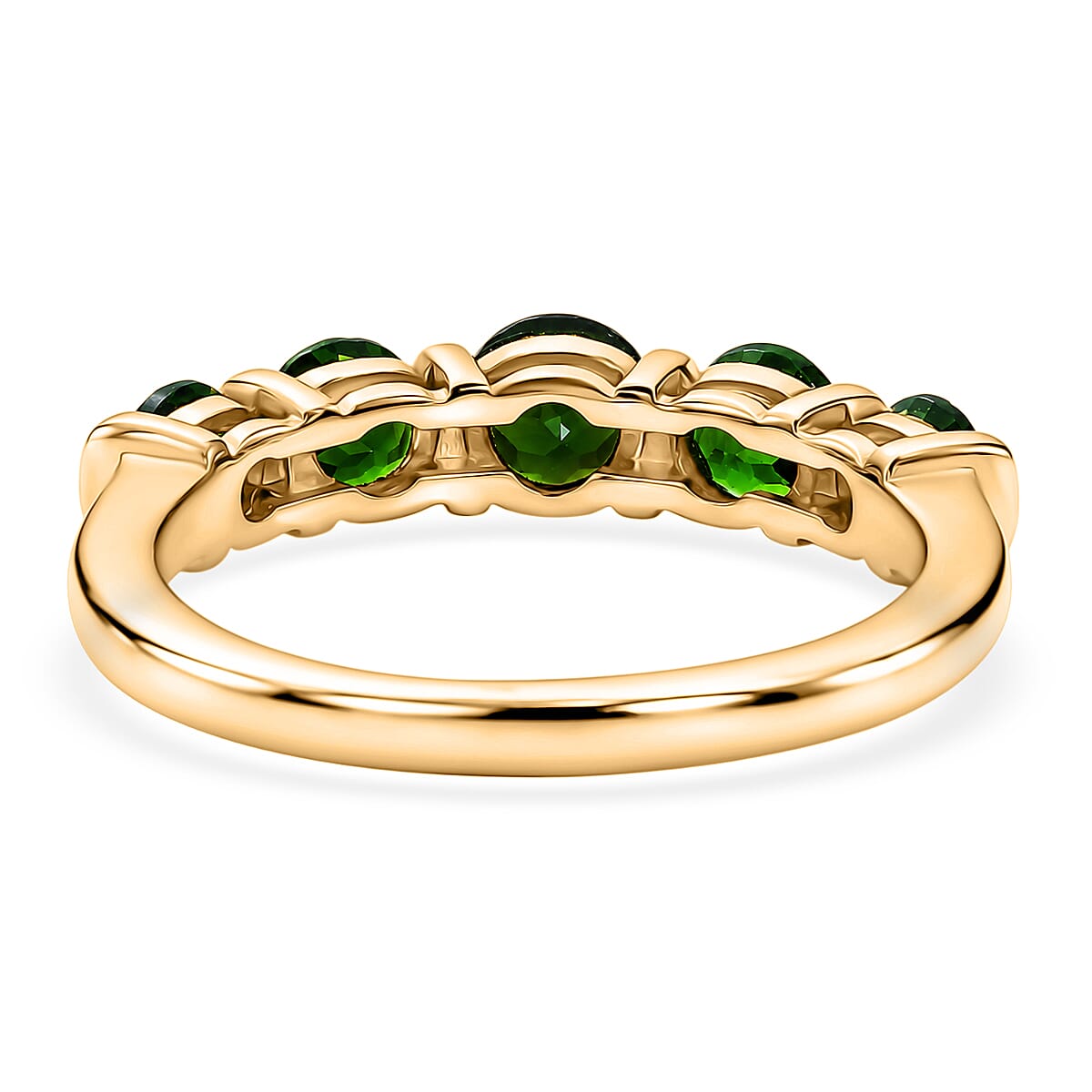 D'Joy - Natural Chrome Diopside 5 Stone Ring in Yellow Gold Plated Sterling Silver 1.40 Ct.