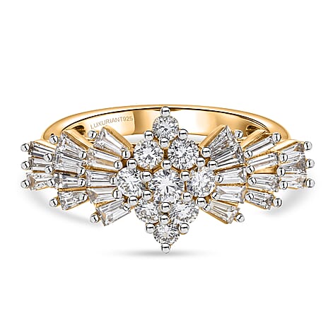 Luxuriant Lab Grown Diamond Main Stone With Side Stone Ring in 18K YG VermeilSterling Silver  1.010  Ct.