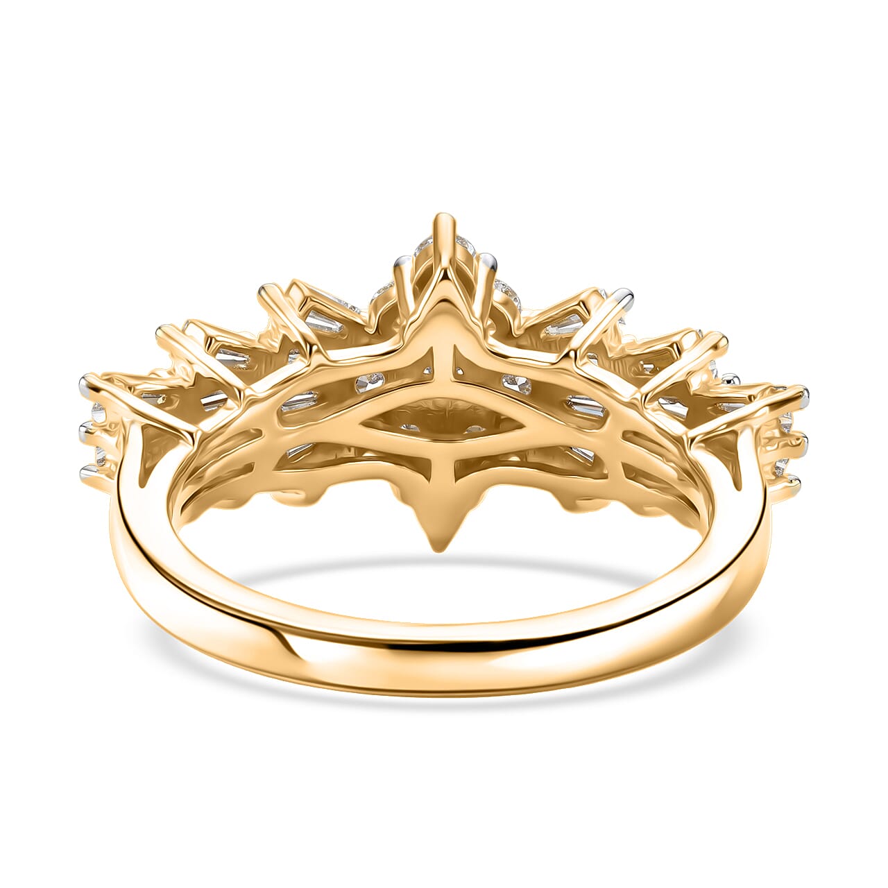 Luxuriant - Lab Grown Diamond (SI-G-H) Ballerina Ring in 18K Vermeil Yellow Gold Plated Sterling Silver 1.00 Ct.