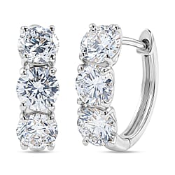 LUXURIANT 2.8 Ct. Lab Grown Diamond Hoop Earring in Rhodium Overlay Sterling Silver (SI-G-H)