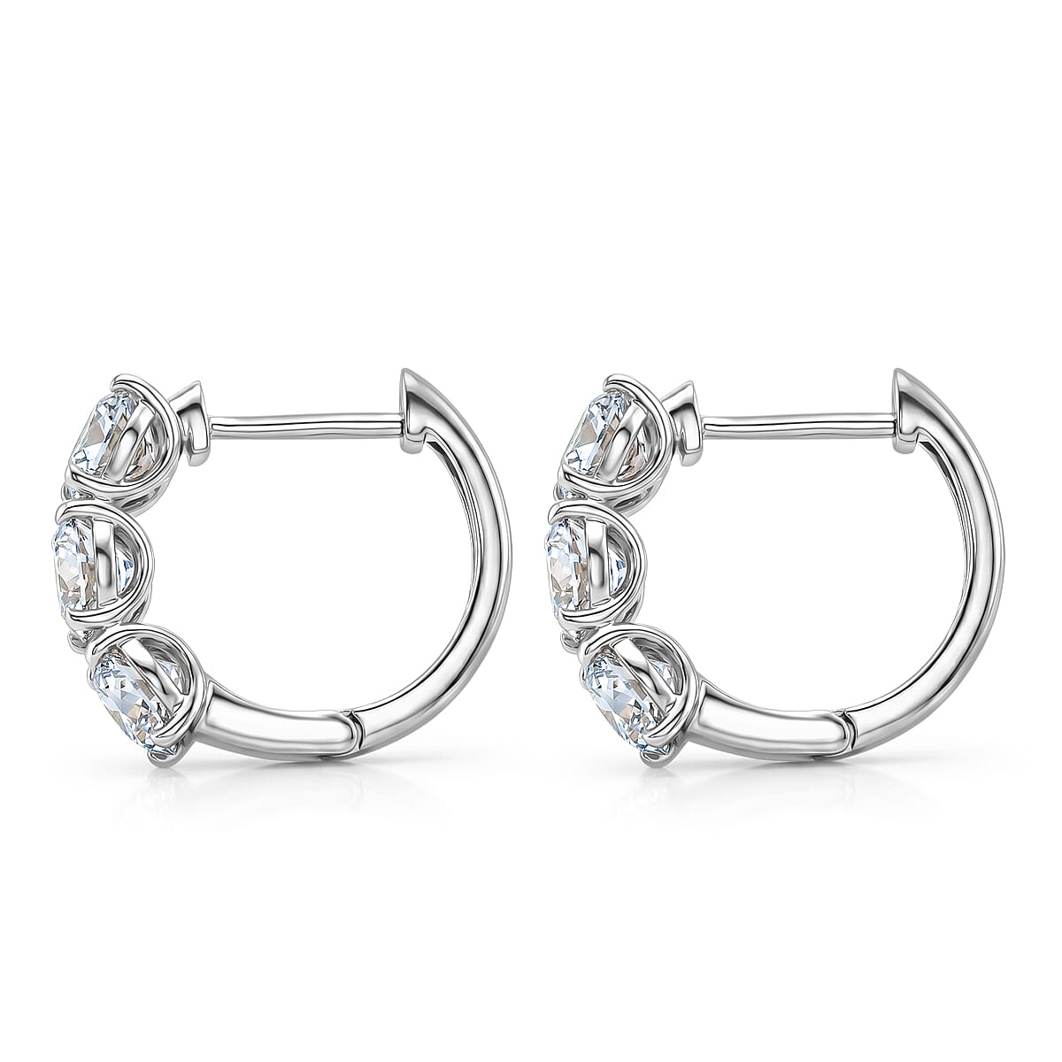 Luxuriant - Lab Grown Diamond (SI-G-H) Half Hoop Earring in Rhodium Overlay Sterling Silver 2.87 Ct.