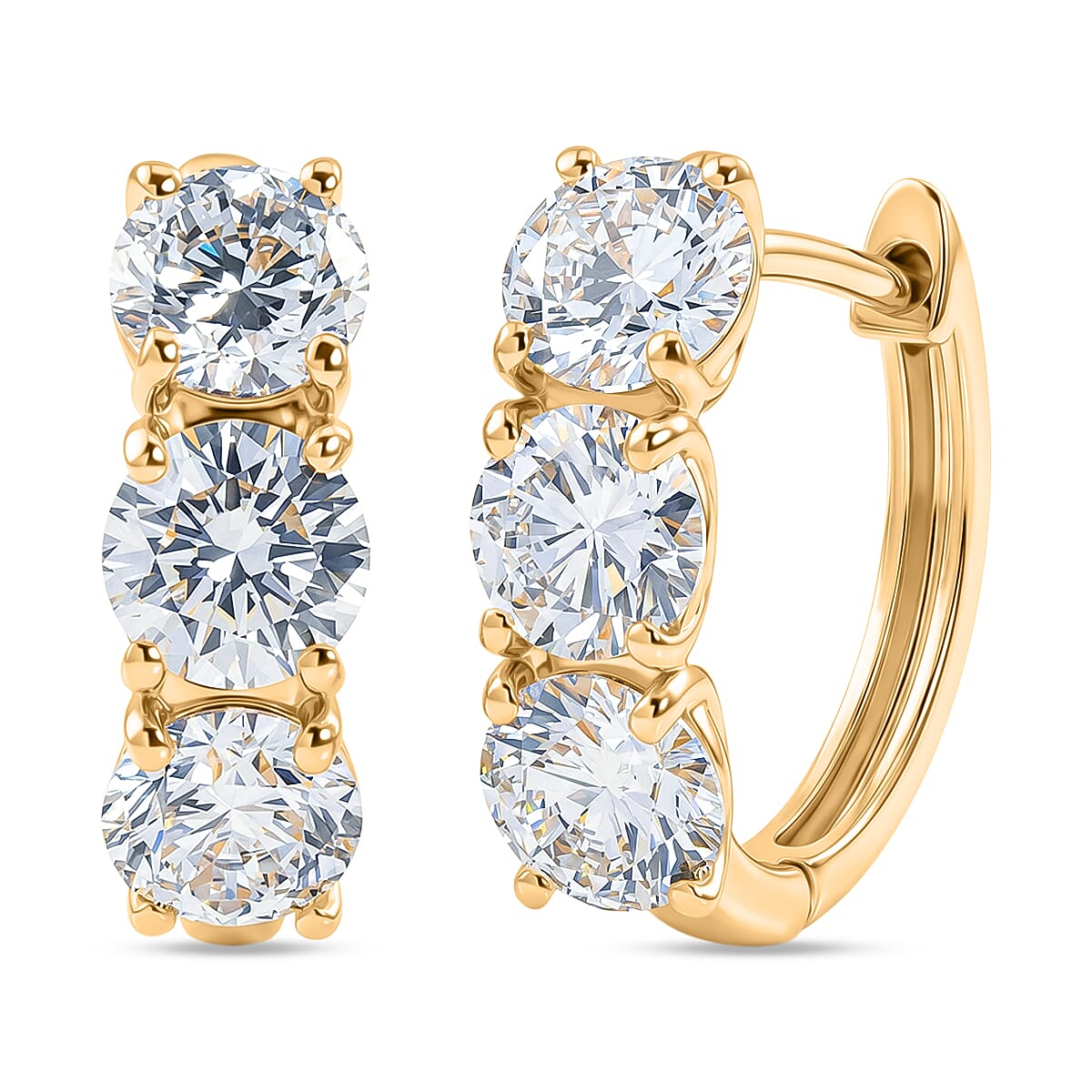 Luxuriant - Lab Grown Diamond (SI-G-H) Half Hoop Earring in 18K Vermeil Yellow Gold Plated Sterling Silver 2.87 Ct.