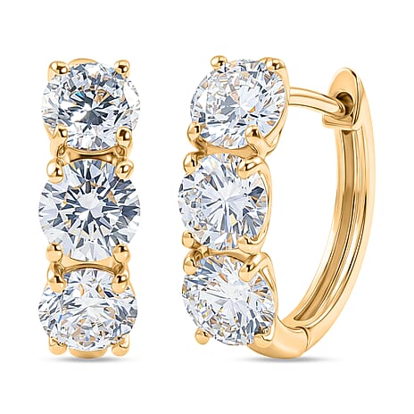 Luxuriant - Lab Grown Diamond (SI-G-H) Half Hoop Earring in 18K Vermeil Yellow Gold Plated Sterling Silver 2.87 Ct.
