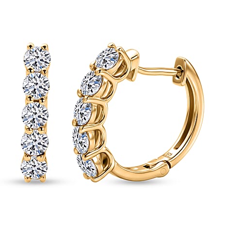 Luxuriant - Lab Grown Diamond (SI-G-H) Hoop Earring in 18K Vermeil Yellow Gold Plated Sterling Silver 1.12 Ct.