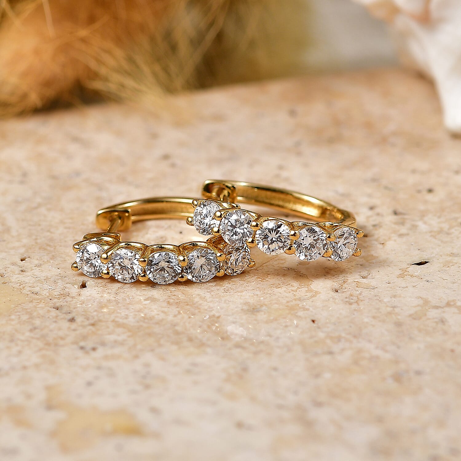 Luxuriant - Lab Grown Diamond (SI-G-H) Hoop Earring in 18K Vermeil Yellow Gold Plated Sterling Silver 1.12 Ct.