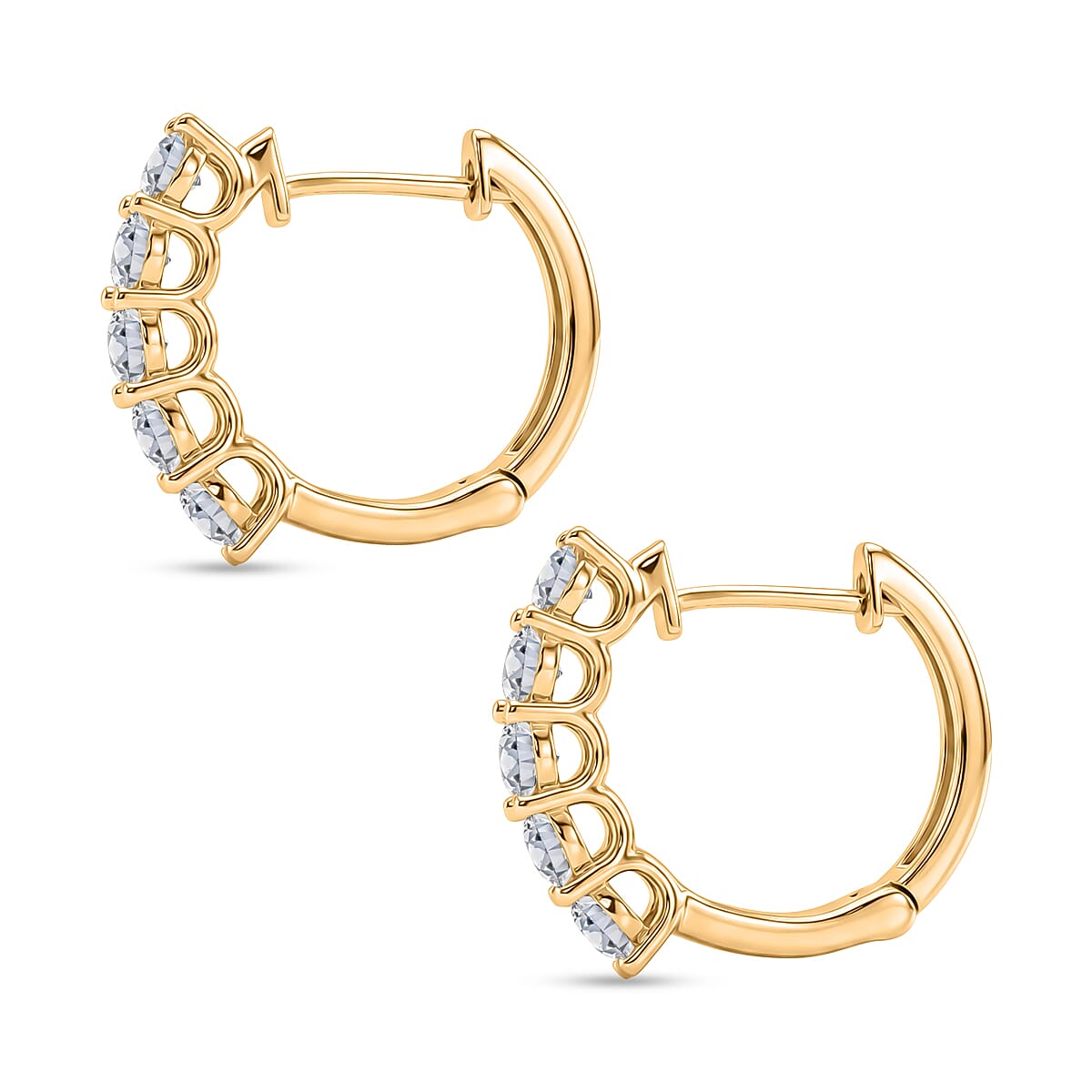 Luxuriant - Lab Grown Diamond (SI-G-H) Hoop Earring in 18K Vermeil Yellow Gold Plated Sterling Silver 1.12 Ct.