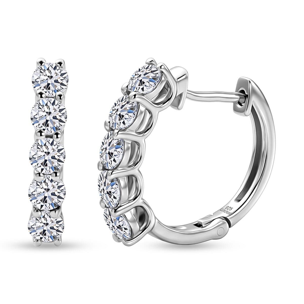 Luxuriant - Lab Grown Diamond (SI-G-H) Hoop Earring in Rhodium Overlay Sterling Silver 1.12 Ct.