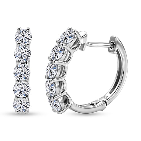Luxuriant - Lab Grown Diamond (SI-G-H) Hoop Earring in Rhodium Overlay Sterling Silver 1.12 Ct.