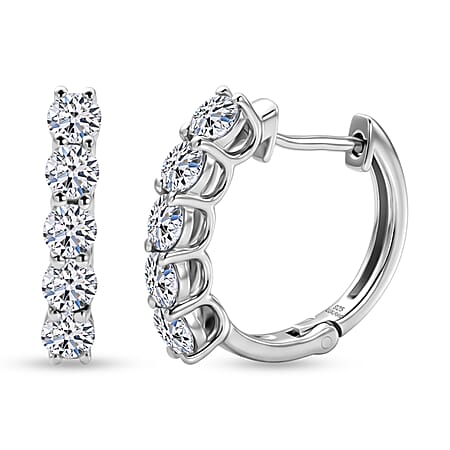 Luxuriant - Lab Grown Diamond (SI-G-H) Hoop Earring in Rhodium Overlay Sterling Silver 1.12 Ct. Luxuriant - Lab Grown Diamond (SI-G-H) Hoop Earring in Rhodium Overlay Sterling Silver 1.12 Ct.