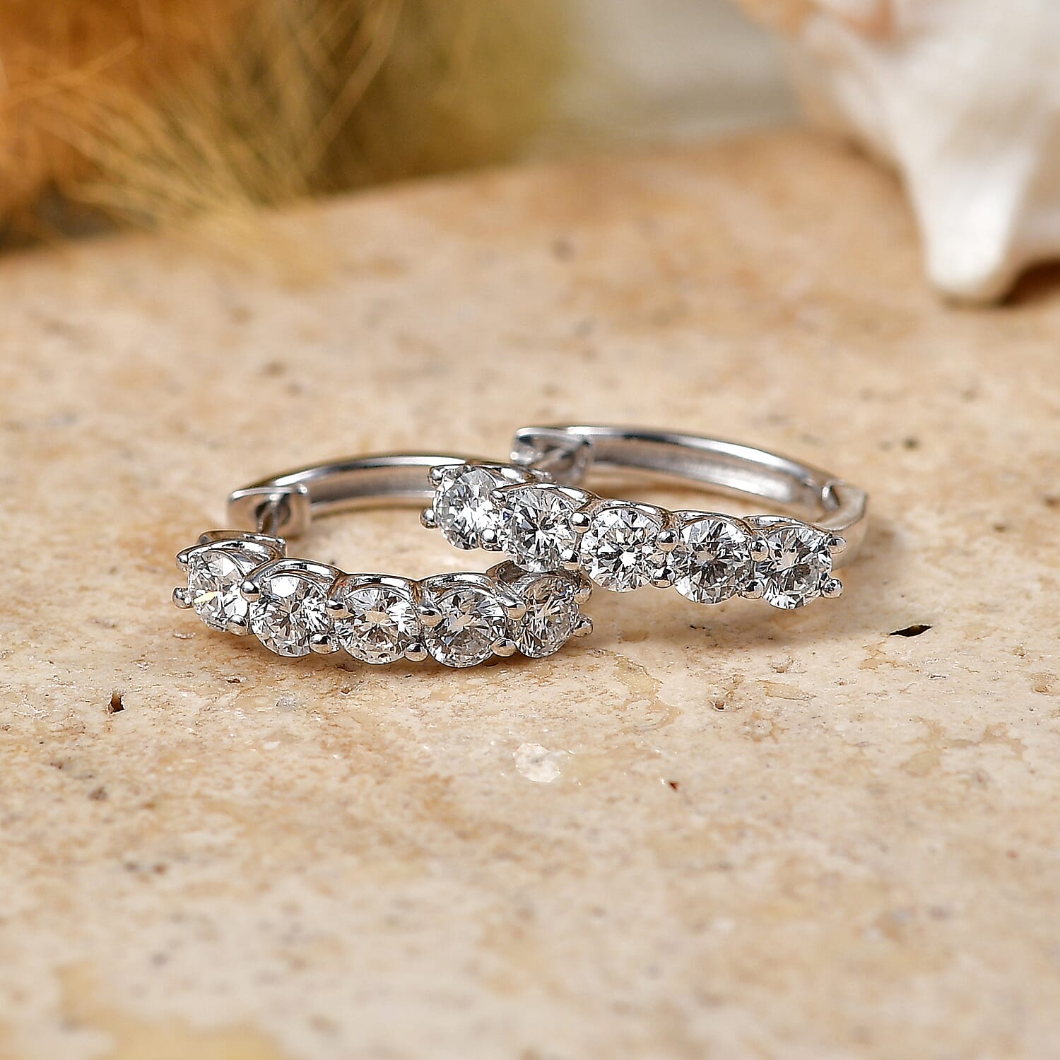 Luxuriant - Lab Grown Diamond (SI-G-H) Hoop Earring in Rhodium Overlay Sterling Silver 1.12 Ct.