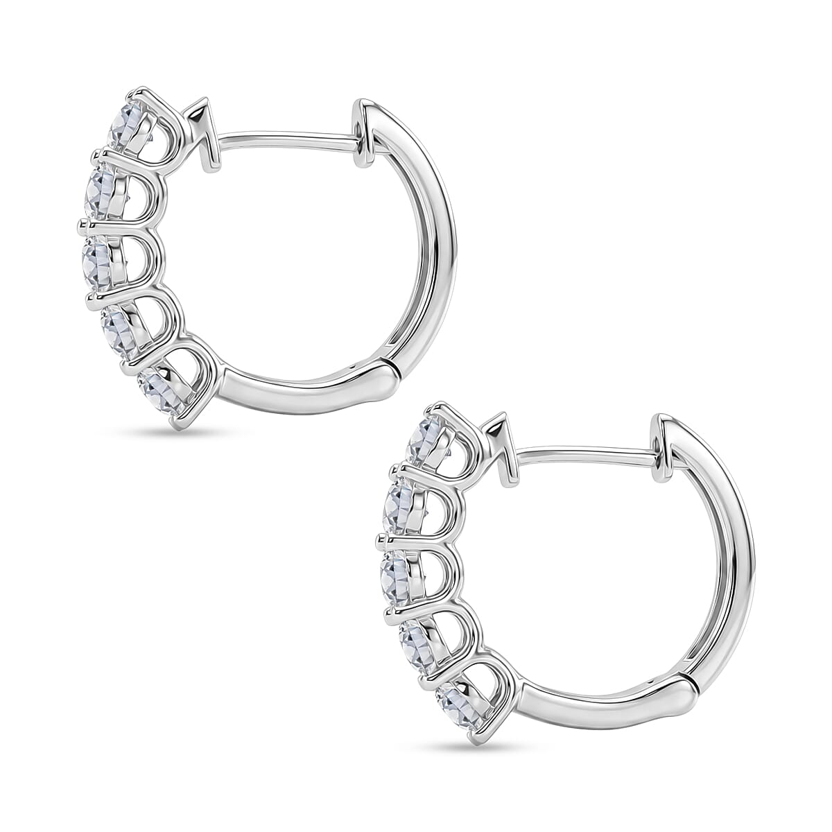 Luxuriant - Lab Grown Diamond (SI-G-H) Hoop Earring in Rhodium Overlay Sterling Silver 1.12 Ct.