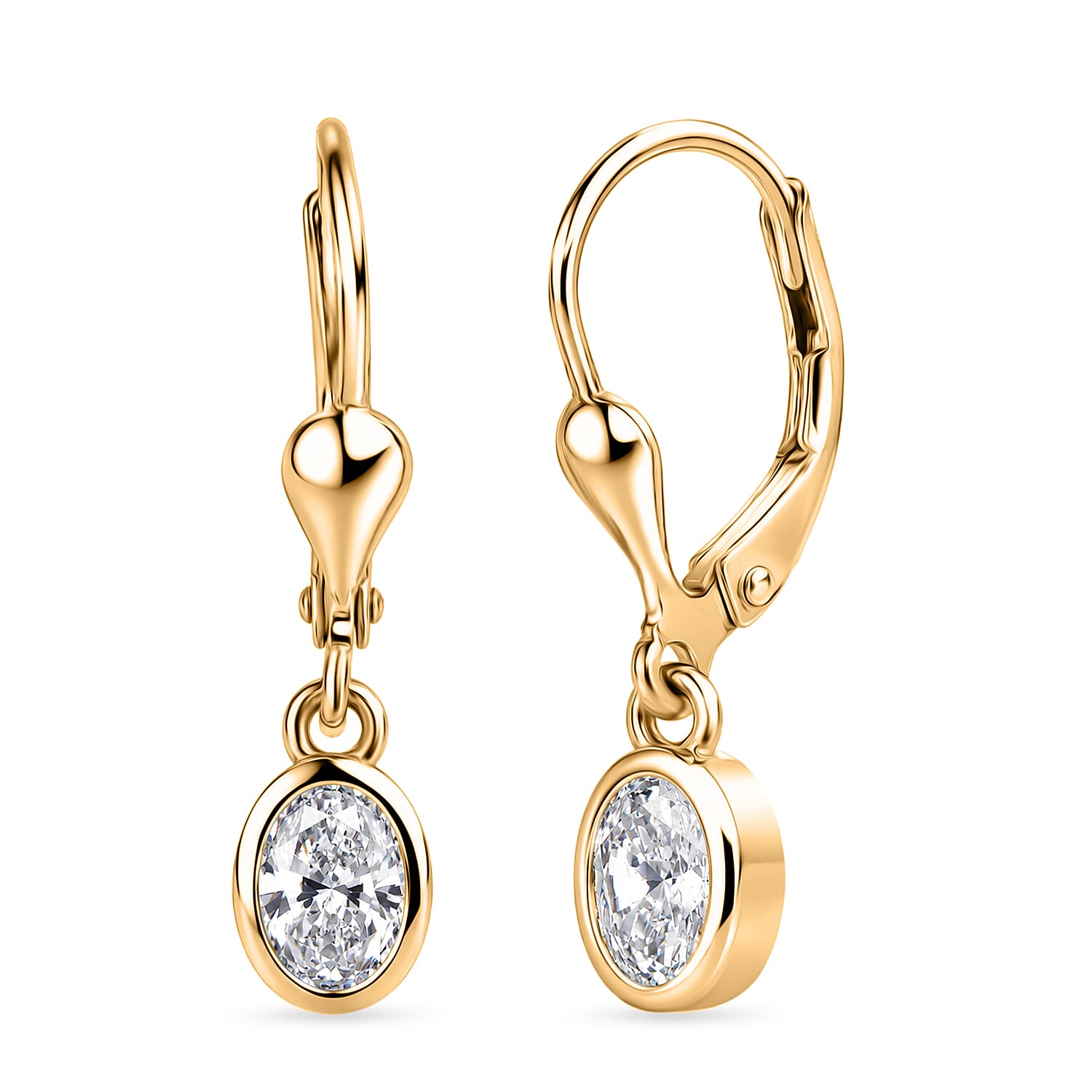 Luxuriant - Lab Grown Diamond (SI-G-H) Solitaire Stud Earring with Lever Back in 18K Vermeil Yellow Gold Plated Sterling Silver 0.80 Ct.