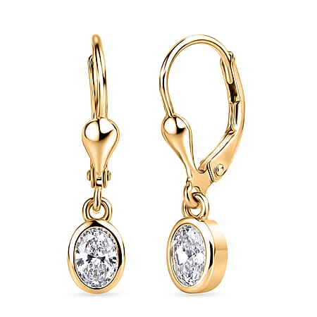 Luxuriant - Lab Grown Diamond (SI-G-H) Solitaire Stud Earring with Lever Back in 18K Vermeil Yellow Gold Plated Sterling Silver 0.80 Ct.