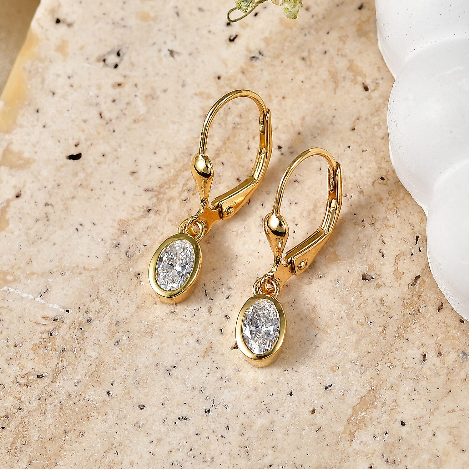 Luxuriant - Lab Grown Diamond (SI-G-H) Solitaire Stud Earring with Lever Back in 18K Vermeil Yellow Gold Plated Sterling Silver 0.80 Ct.