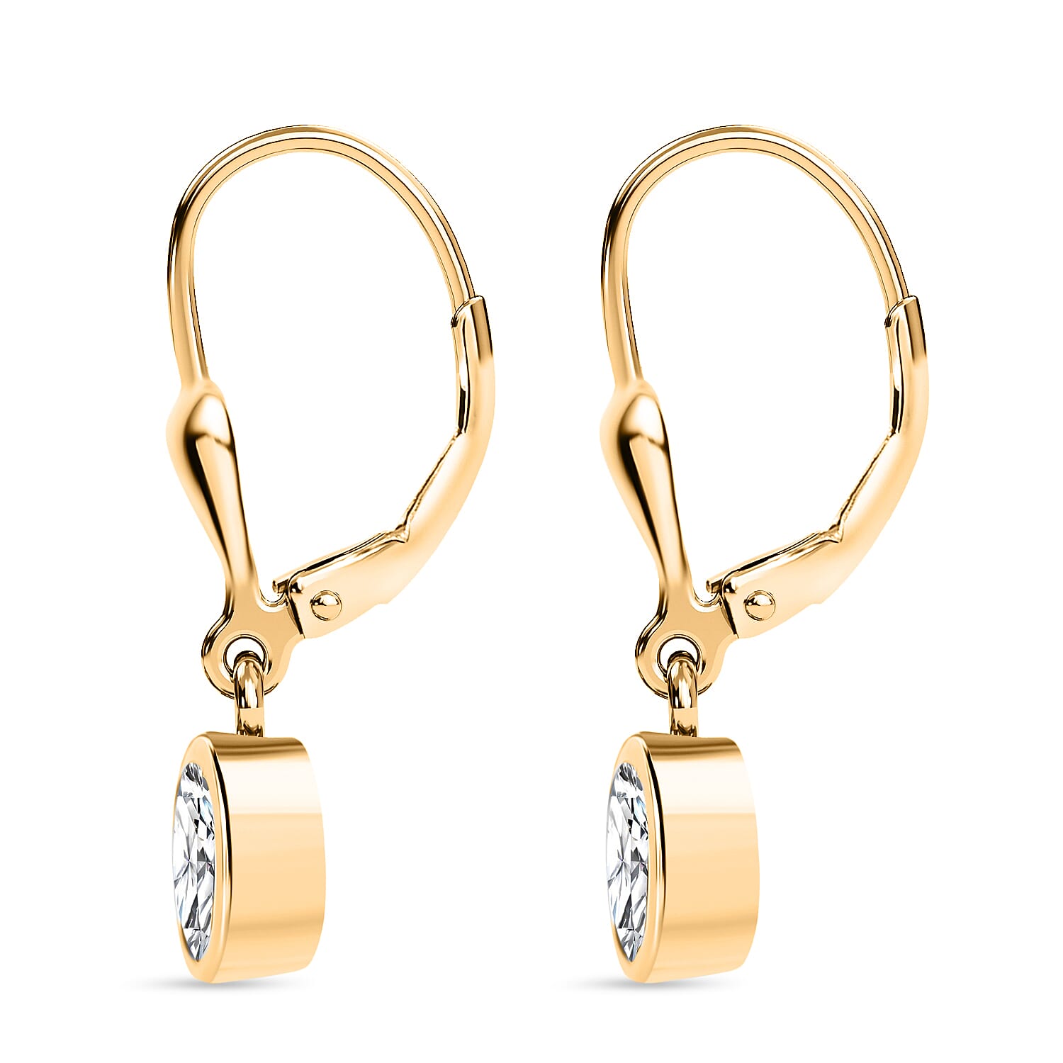 Luxuriant - Lab Grown Diamond (SI-G-H) Solitaire Stud Earring with Lever Back in 18K Vermeil Yellow Gold Plated Sterling Silver 0.80 Ct.
