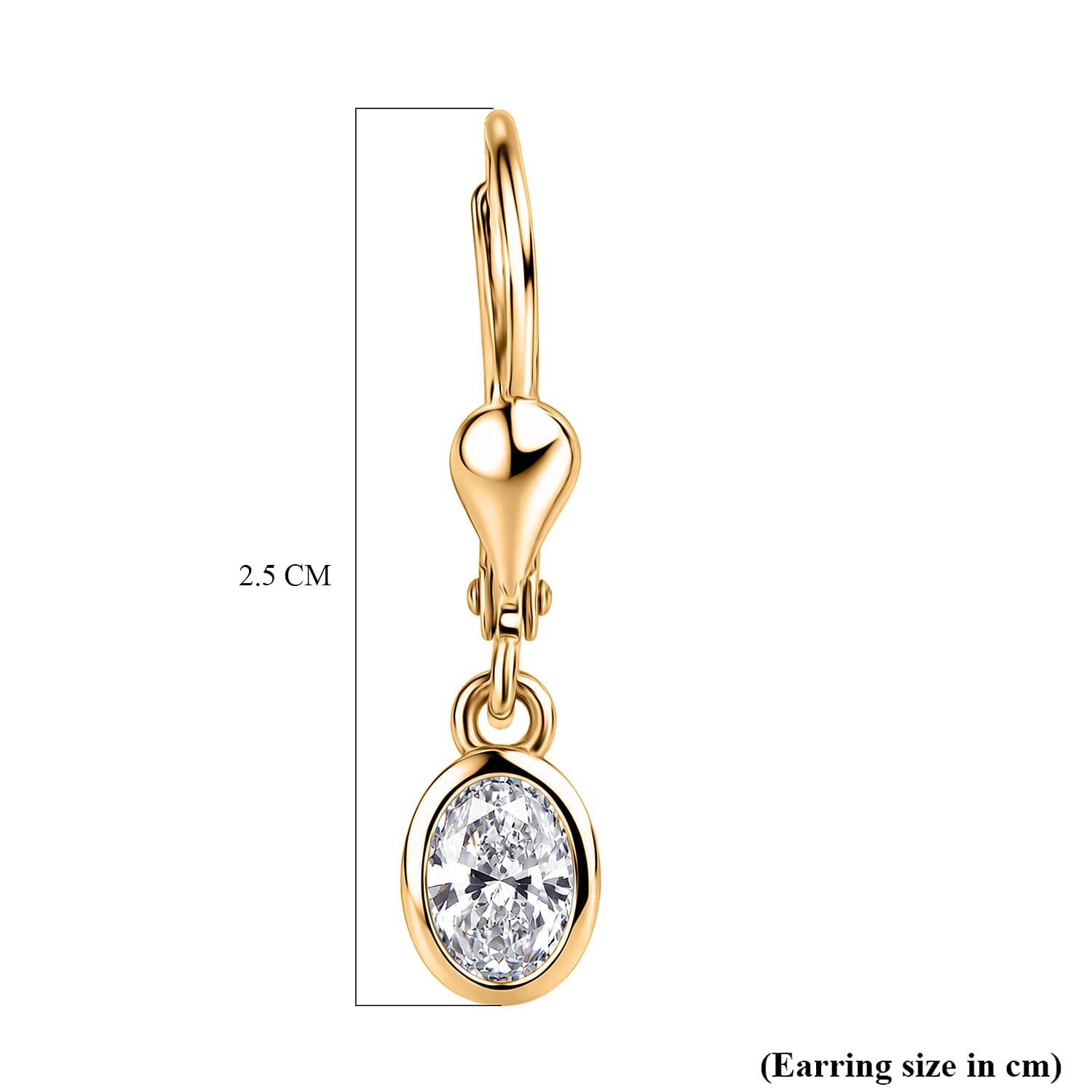 Luxuriant - Lab Grown Diamond (SI-G-H) Solitaire Stud Earring with Lever Back in 18K Vermeil Yellow Gold Plated Sterling Silver 0.80 Ct.