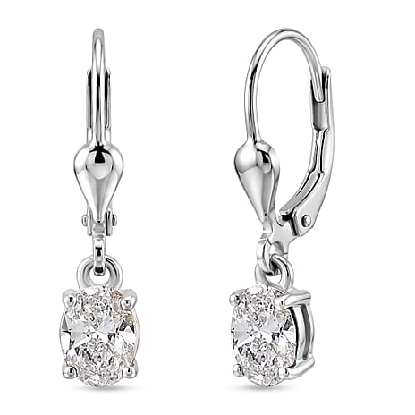 Luxuriant - Lab Grown Diamond (SI-G-H) Solitaire Stud Earring with Lever Back in Rhodium Overlay Sterling Silver 0.80 Ct.
