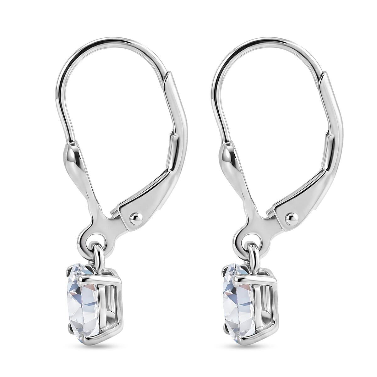 Luxuriant - Lab Grown Diamond (SI-G-H) Solitaire Stud Earring with Lever Back in Rhodium Overlay Sterling Silver 0.80 Ct.