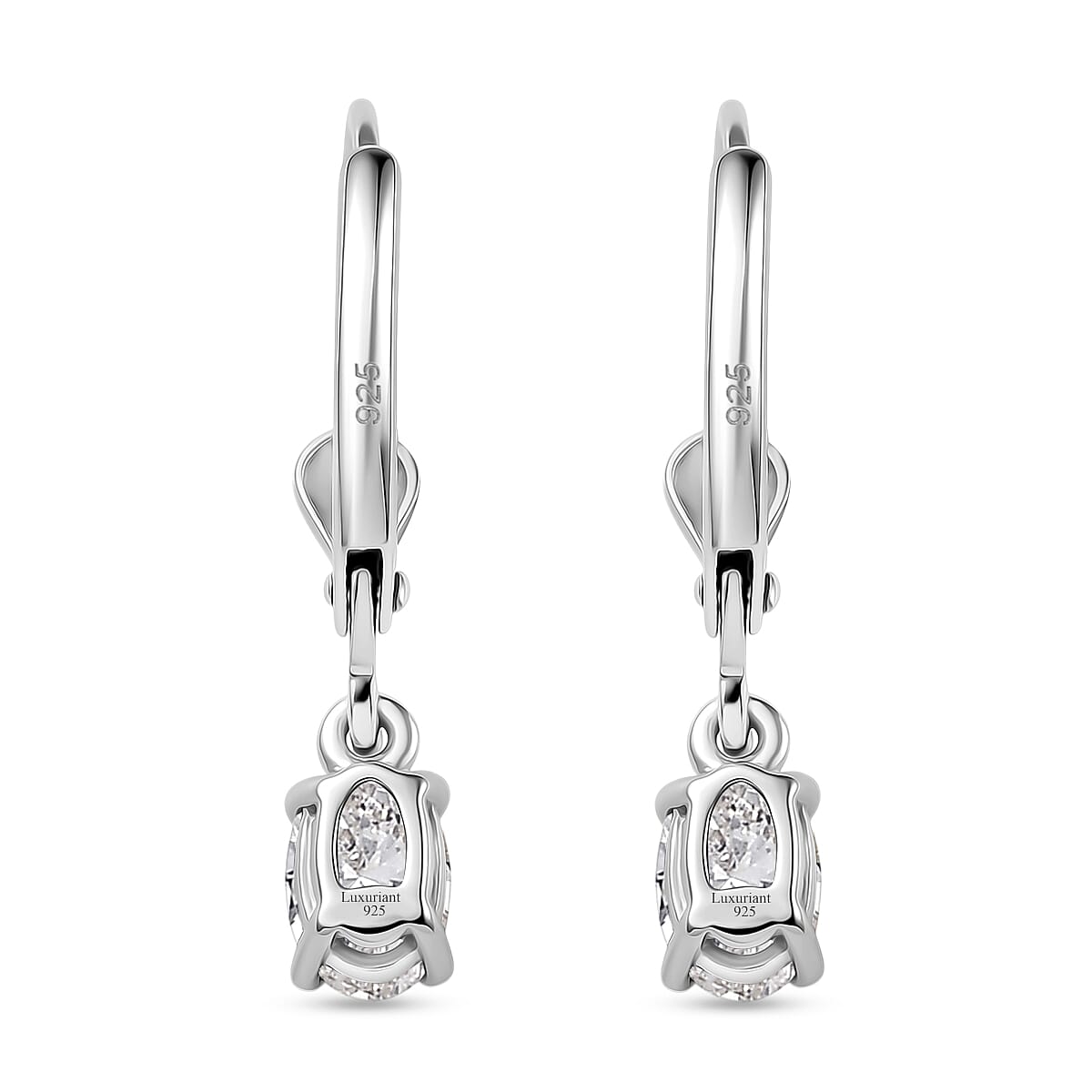 Luxuriant - Lab Grown Diamond (SI-G-H) Solitaire Stud Earring with Lever Back in Rhodium Overlay Sterling Silver 0.80 Ct.