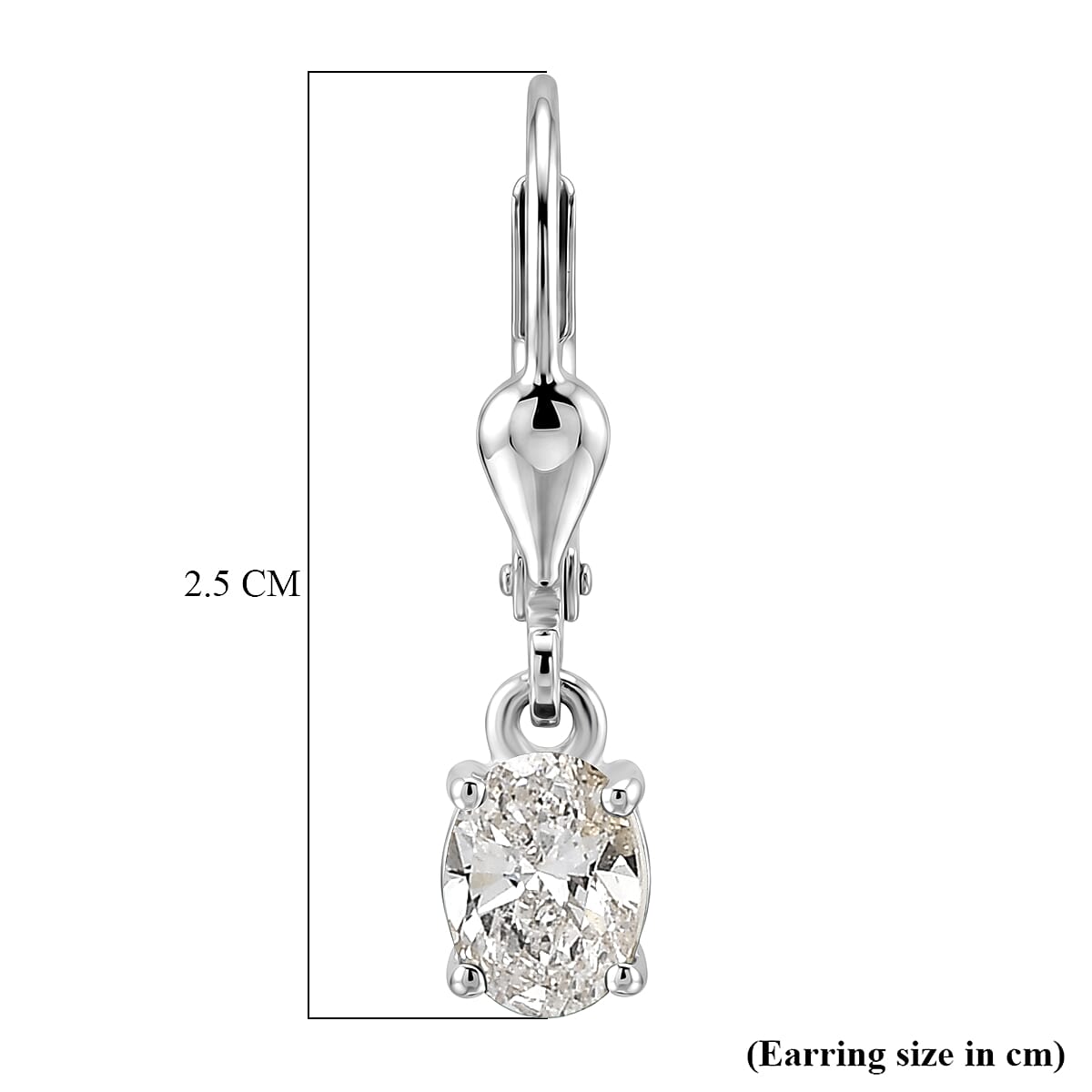 Luxuriant - Lab Grown Diamond (SI-G-H) Solitaire Stud Earring with Lever Back in Rhodium Overlay Sterling Silver 0.80 Ct.