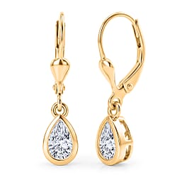 Luxuriant - Lab Grown Diamond (SI-G-H) Solitaire Lever Back Earring in 18K Vermeil Yellow Gold Plated Sterling Silver 1.00 Ct.