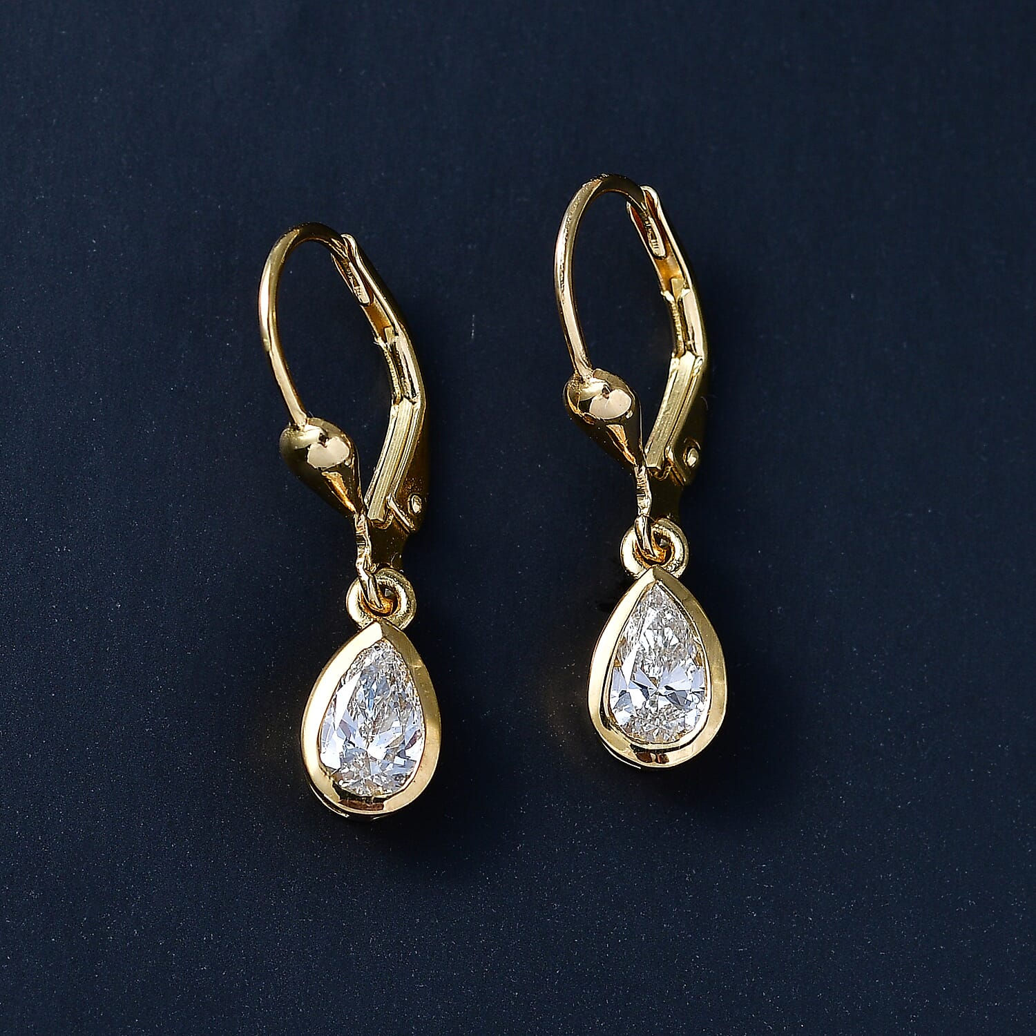 Luxuriant - Lab Grown Diamond (SI-G-H) Solitaire Lever Back Earring in 18K Vermeil Yellow Gold Plated Sterling Silver 1.00 Ct.