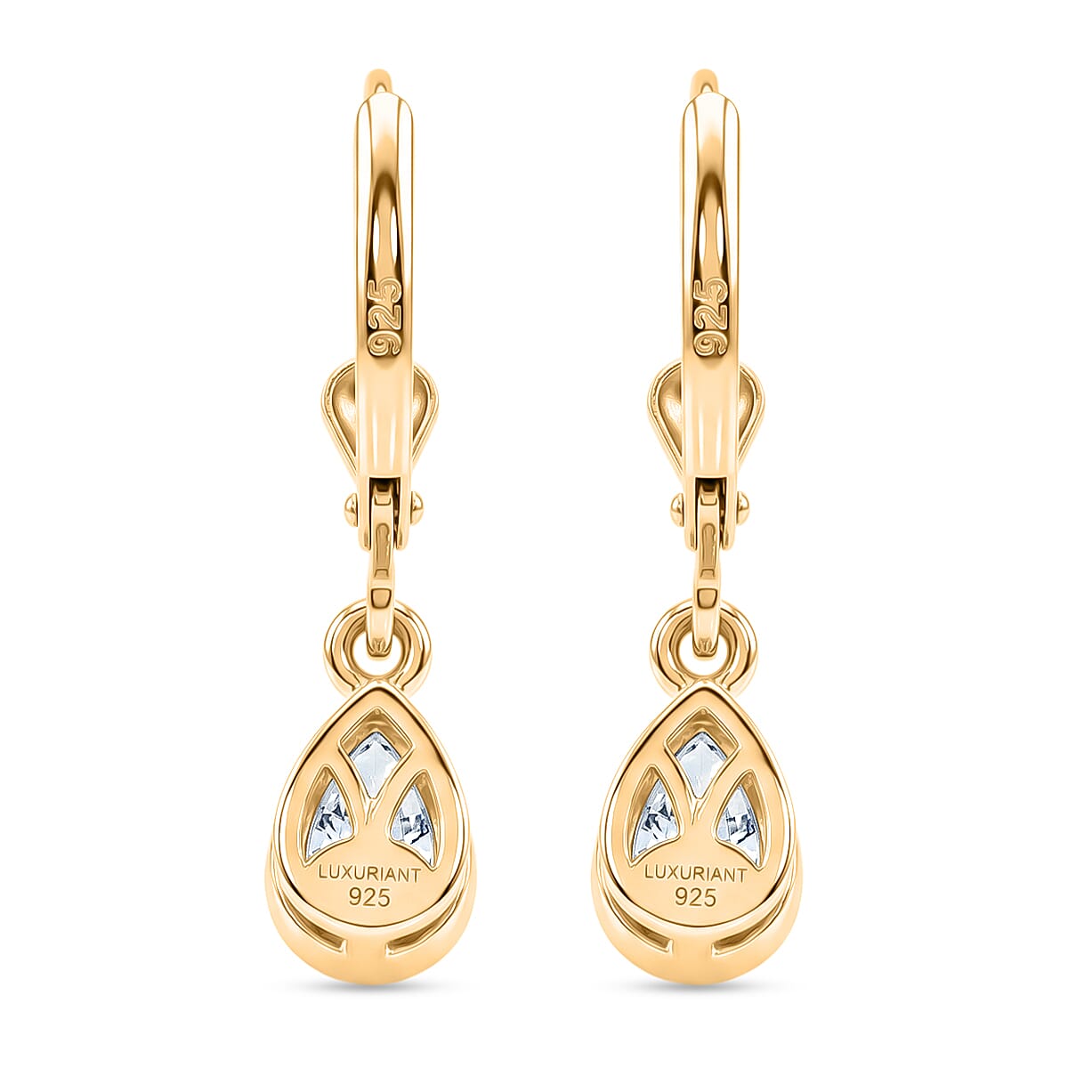 Luxuriant - Lab Grown Diamond (SI-G-H) Solitaire Lever Back Earring in 18K Vermeil Yellow Gold Plated Sterling Silver 1.00 Ct.