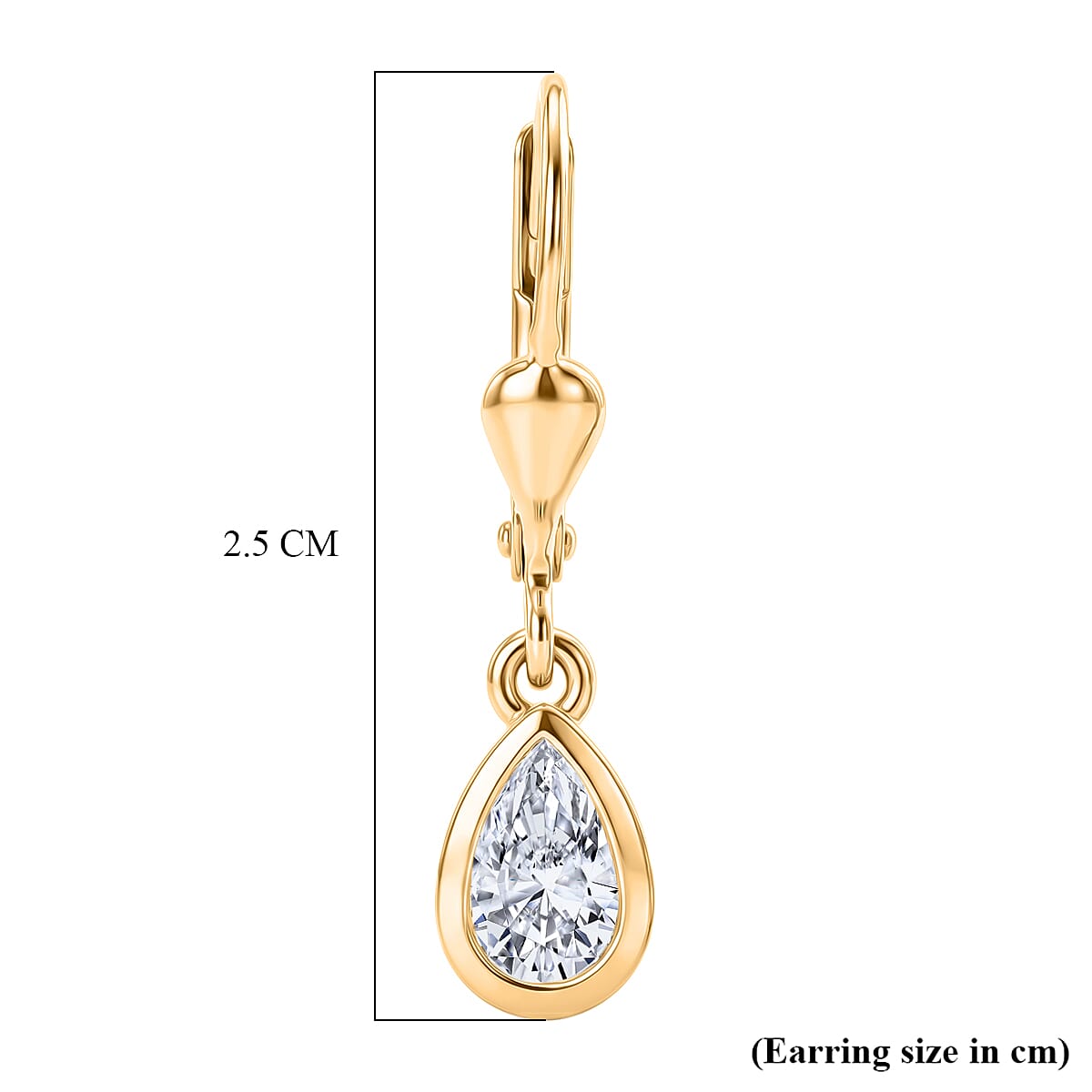 Luxuriant - Lab Grown Diamond (SI-G-H) Solitaire Lever Back Earring in 18K Vermeil Yellow Gold Plated Sterling Silver 1.00 Ct.