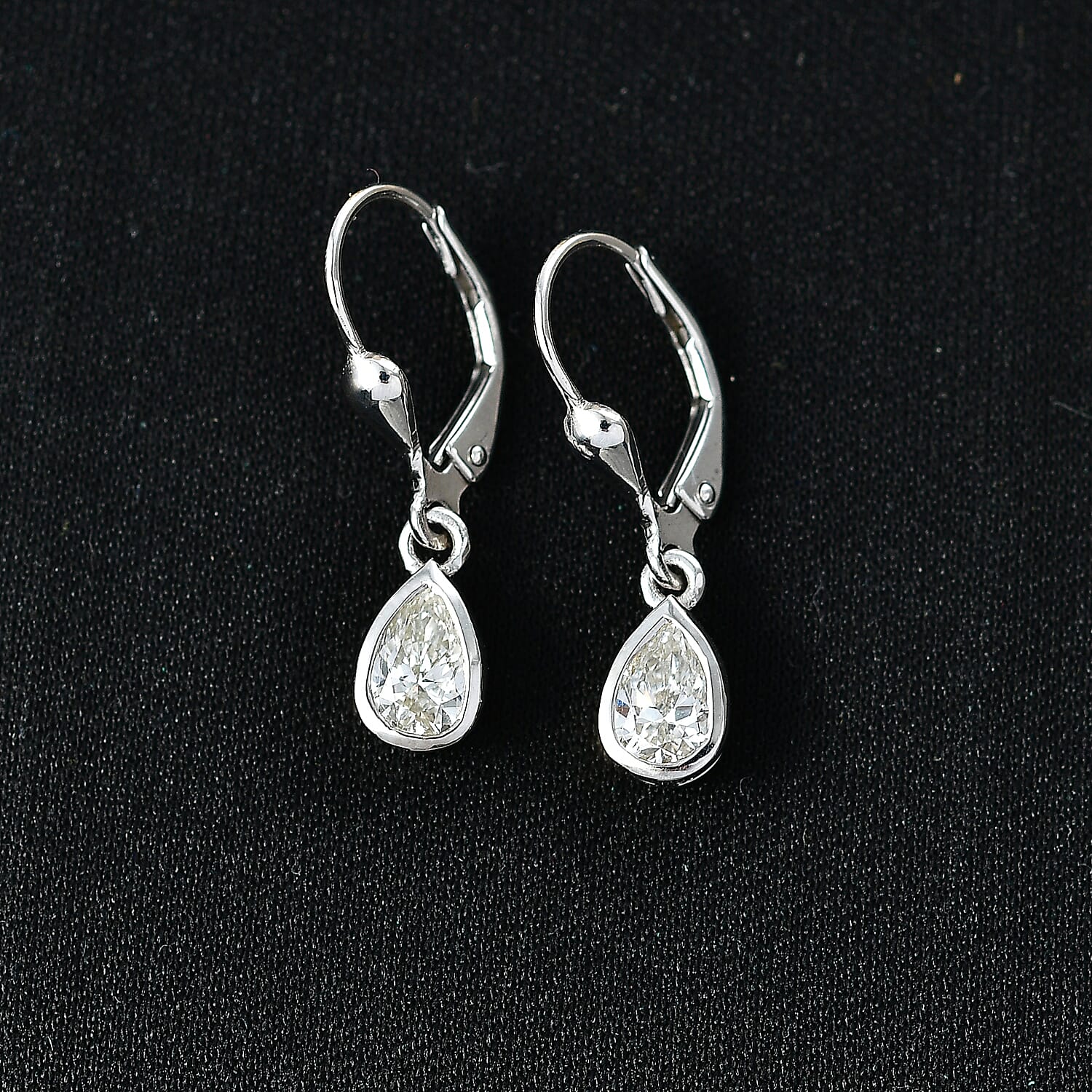 Luxuriant - Lab Grown Diamond (SI-G-H) Solitaire Lever Back Earring in Rhodium Overlay Sterling Silver 1.00 Ct.