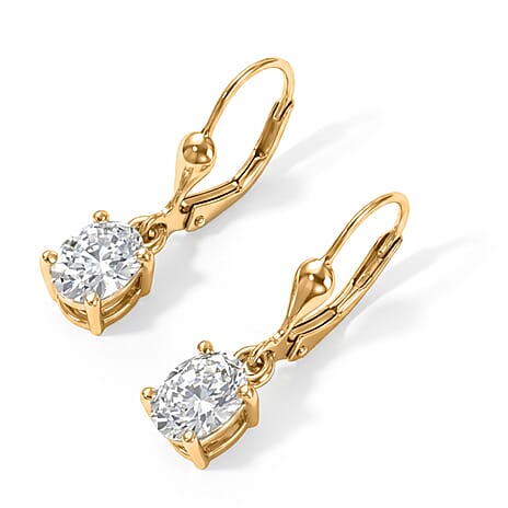 Luxuriant - Lab Grown Diamond (SI-G-H) Solitaire Earring with Lever Back in 18K Vermeil Yellow Gold Plated Sterling Silver 2.00 Ct.