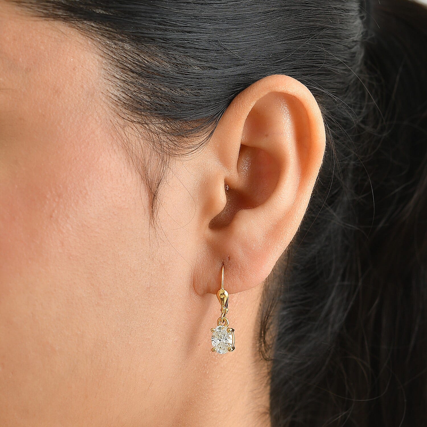 Luxuriant - Lab Grown Diamond (SI-G-H) Solitaire Earring with Lever Back in 18K Vermeil Yellow Gold Plated Sterling Silver 2.00 Ct.